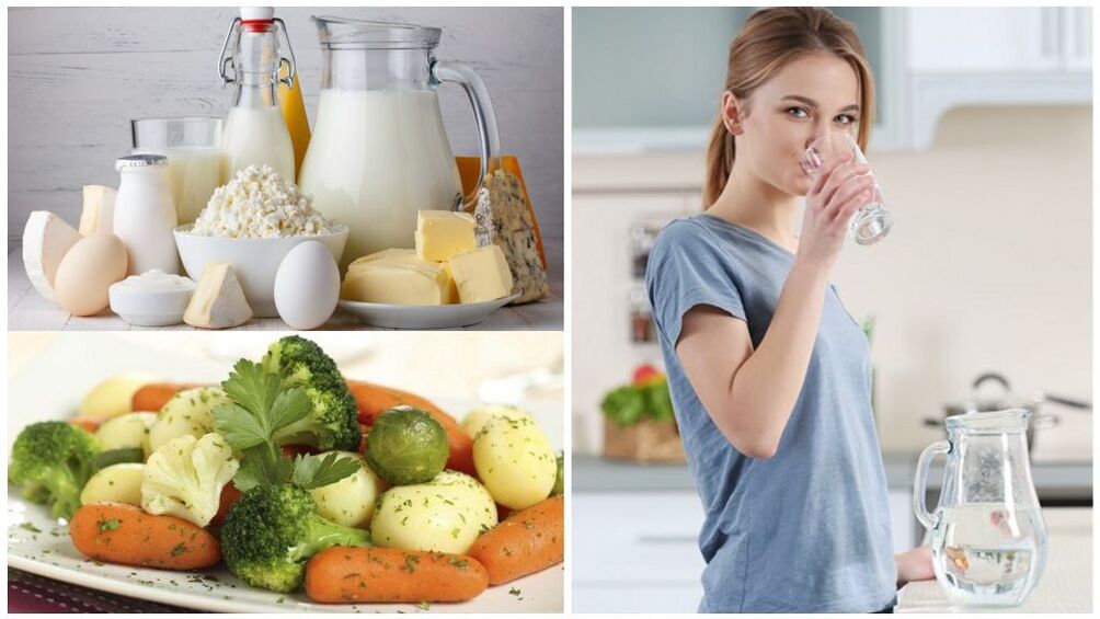 Diet for Gout exacerbation - water, dairy, cooked vegetables